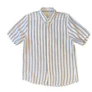 Abercrombie & Fitch Men's Striped Button Down Shirt - Blue and White